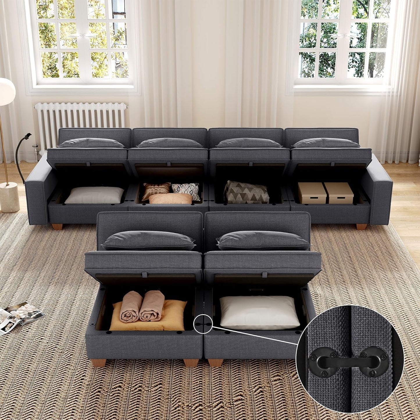 Modular Sofa with Storage – Grey