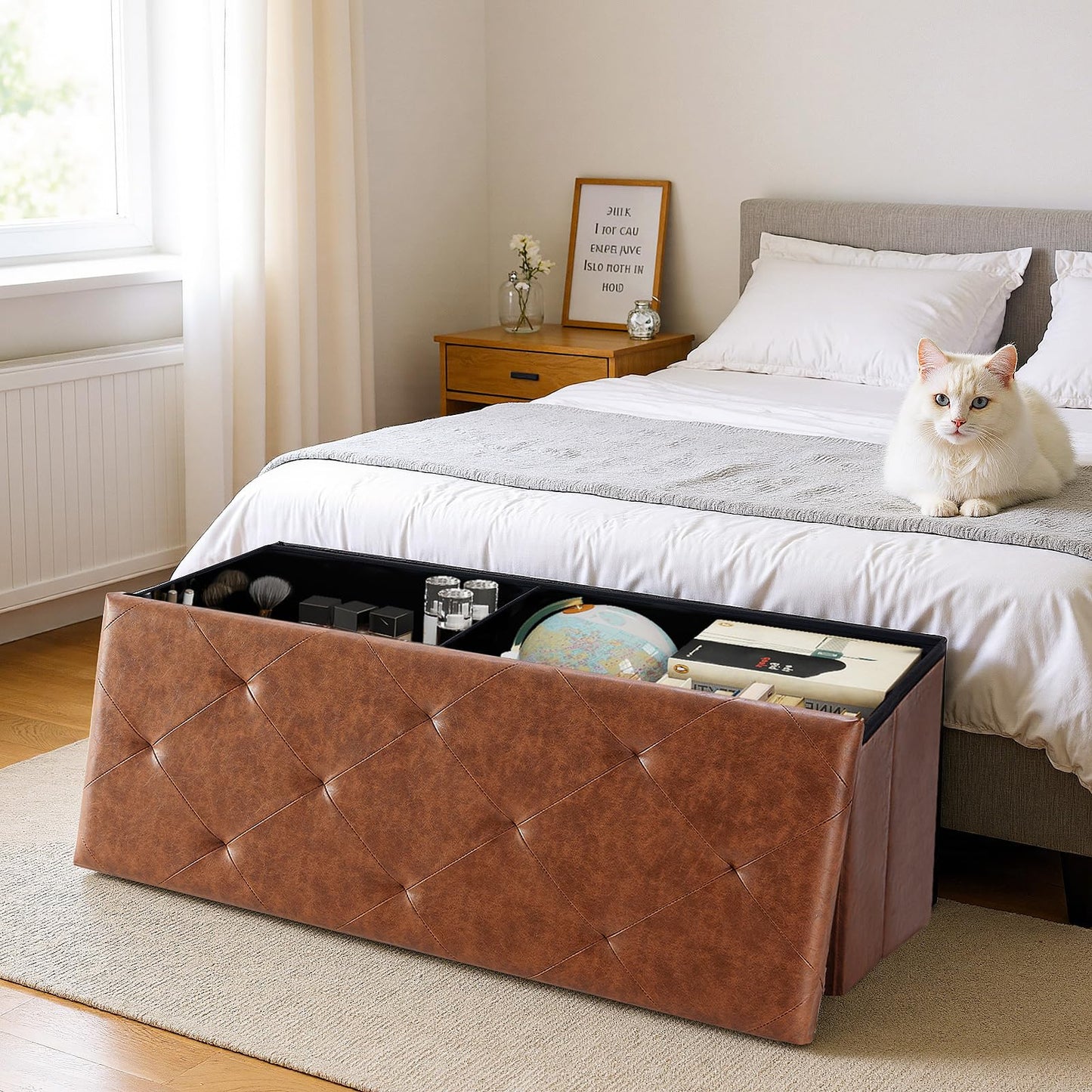 DUMOS 30" Foldable Storage Ottoman Bench