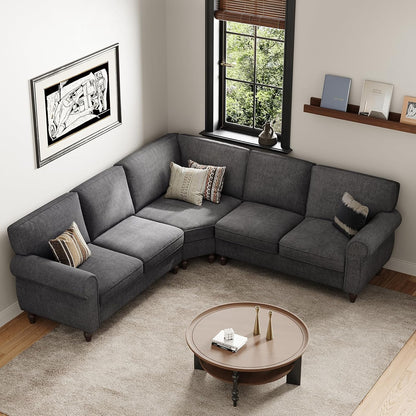 101" L-Shaped Grey 5-Seater Sofa