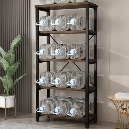 5-Tier Industrial Wood & Metal Bookcase