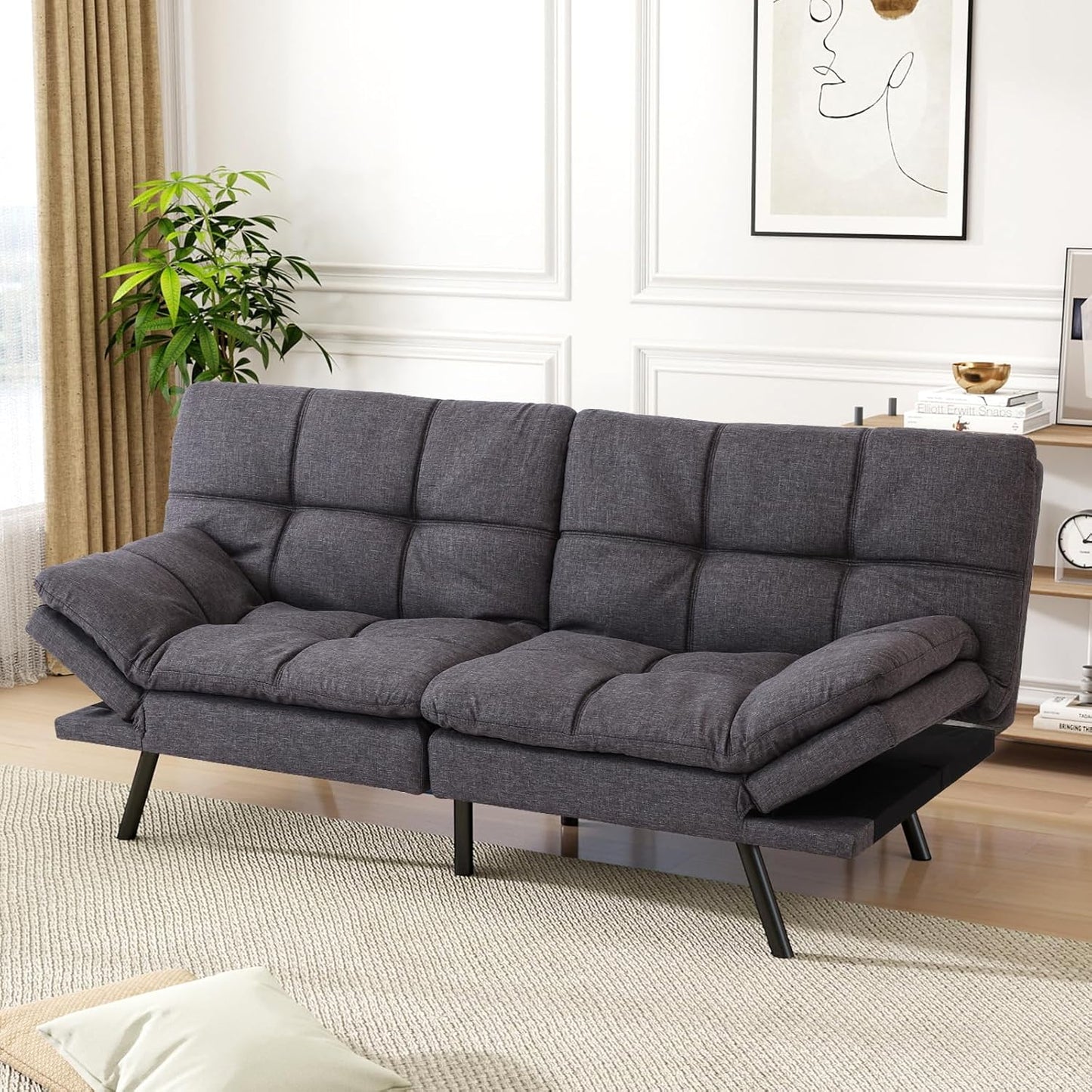 Vipbear Grey Futon Sofa Bed 71"