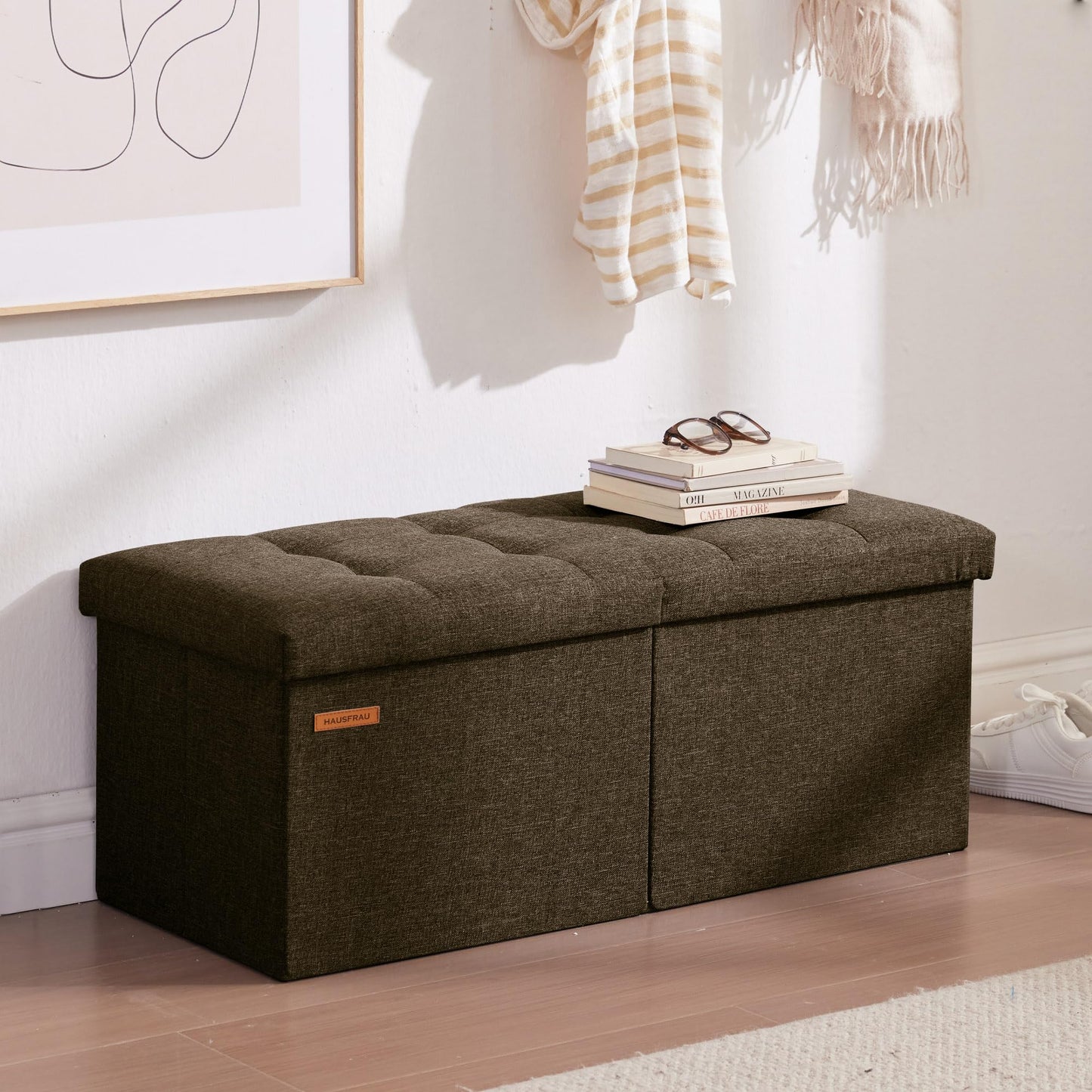 HAUSFRAU 31.5" Storage Ottoman Bench