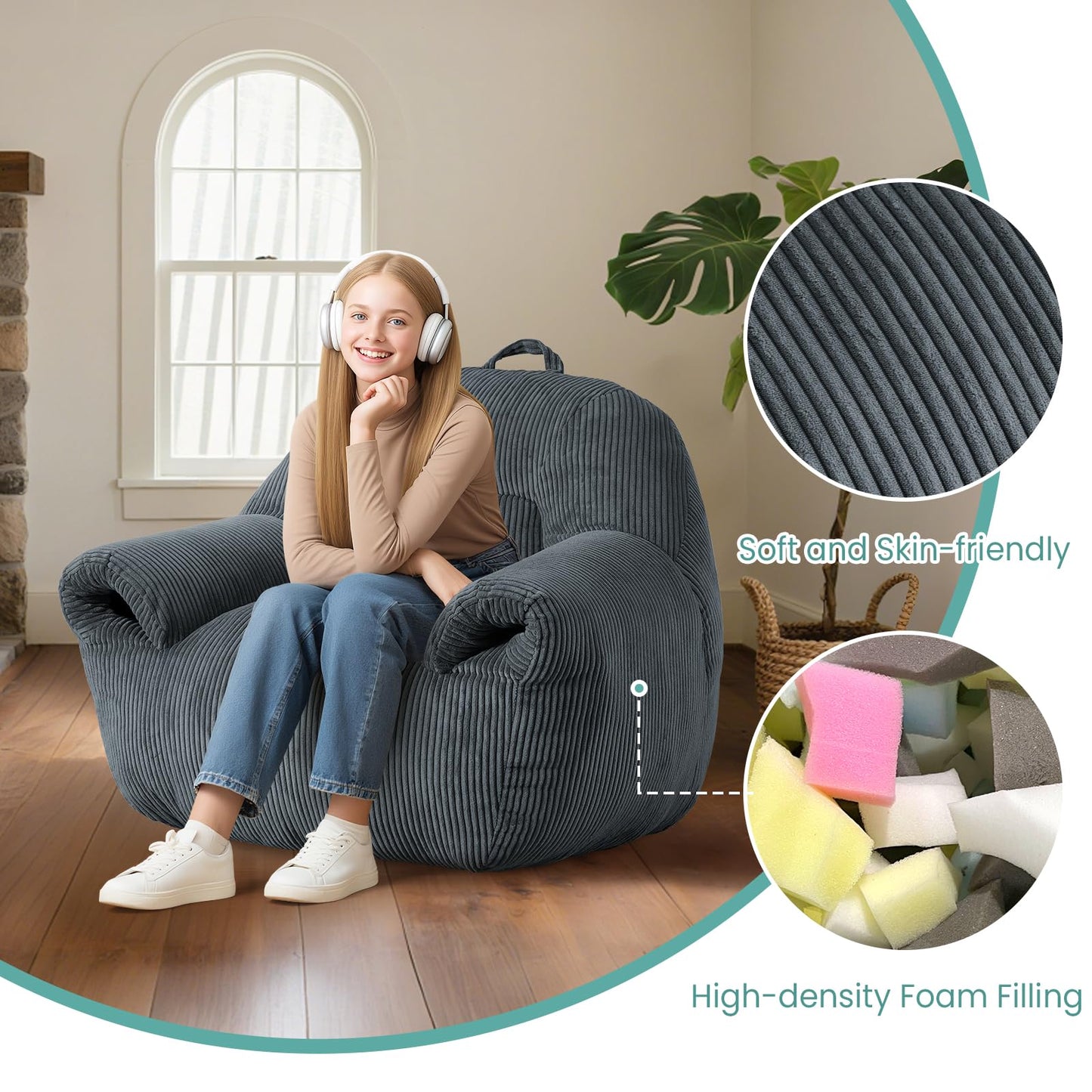 DAICO Bean Bag Chair White