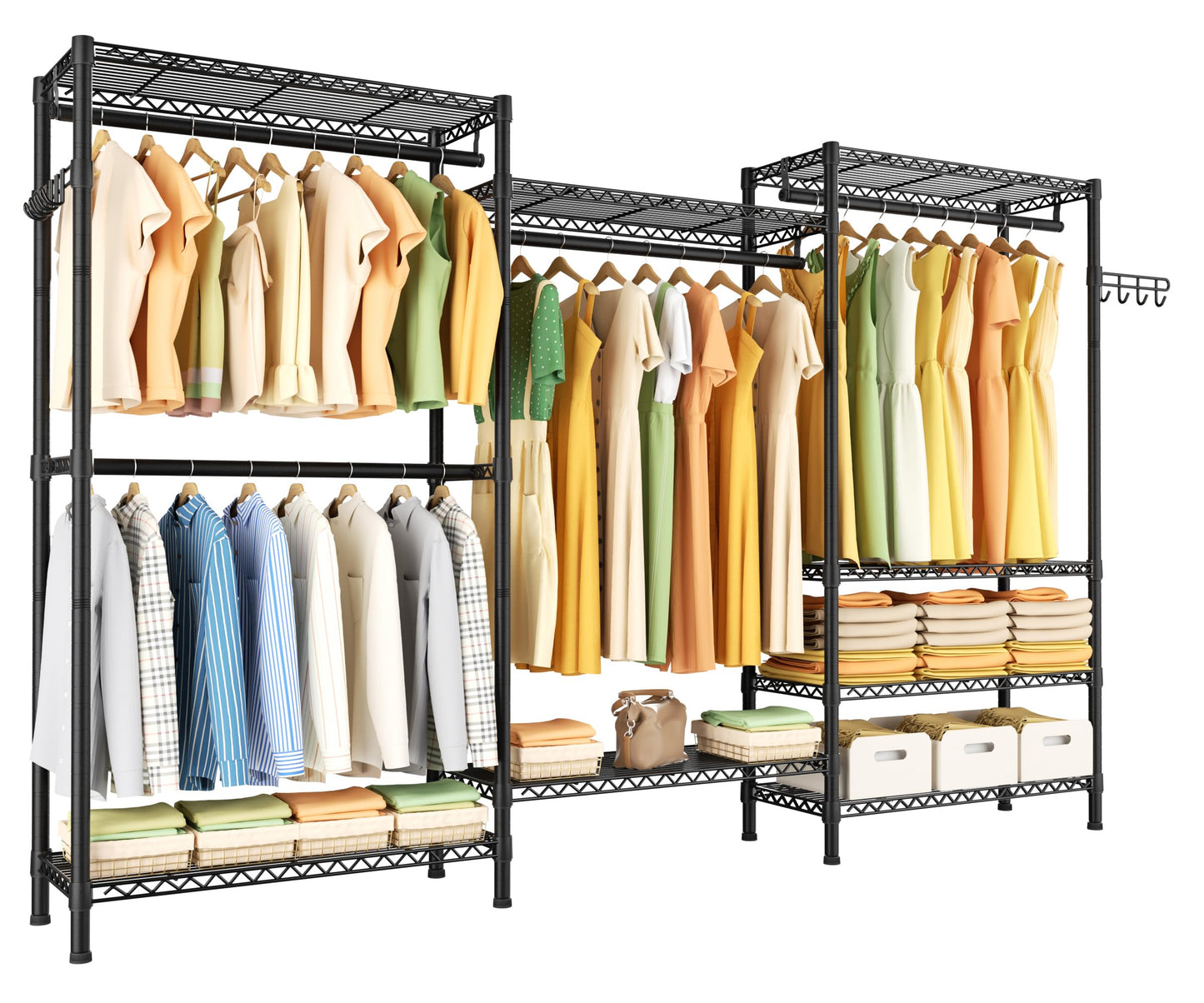 Heavy Duty Large Garment Rack with Shelves & Rods
