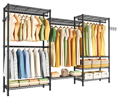 Heavy Duty Large Garment Rack with Shelves & Rods