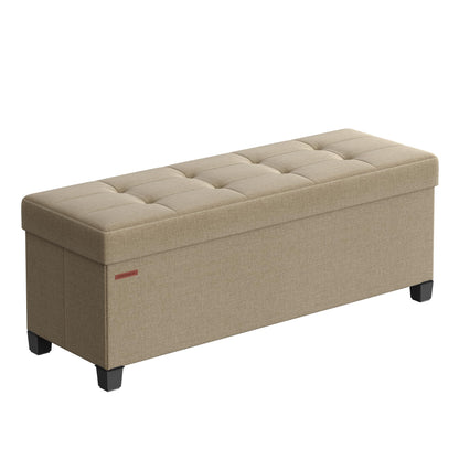 SONGMICS Foldable Storage Ottoman Bench, 15"x43"x15.7"