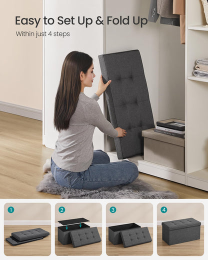 SONGMICS MAZIE 43" Folding Storage Ottoman Bench