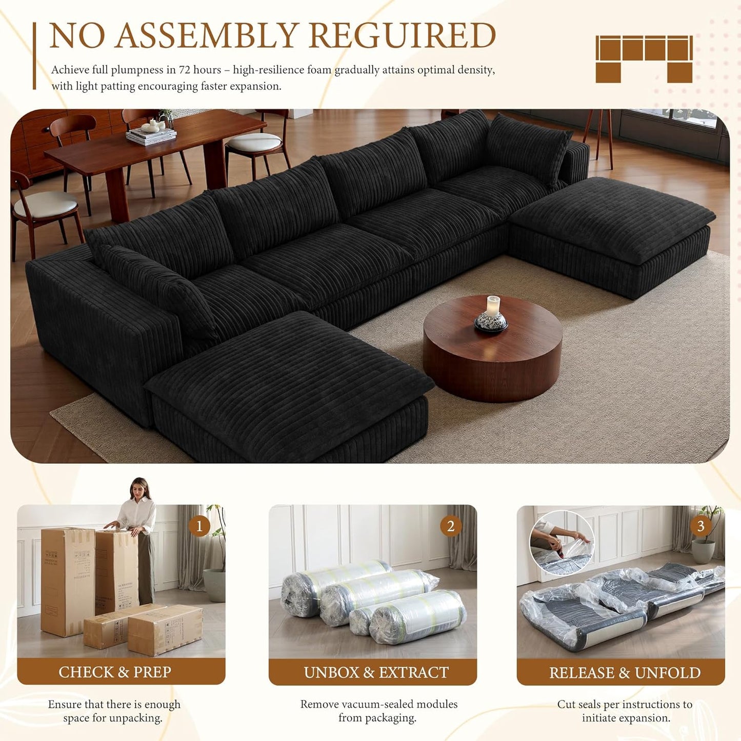 118" Modular Sofa – Black