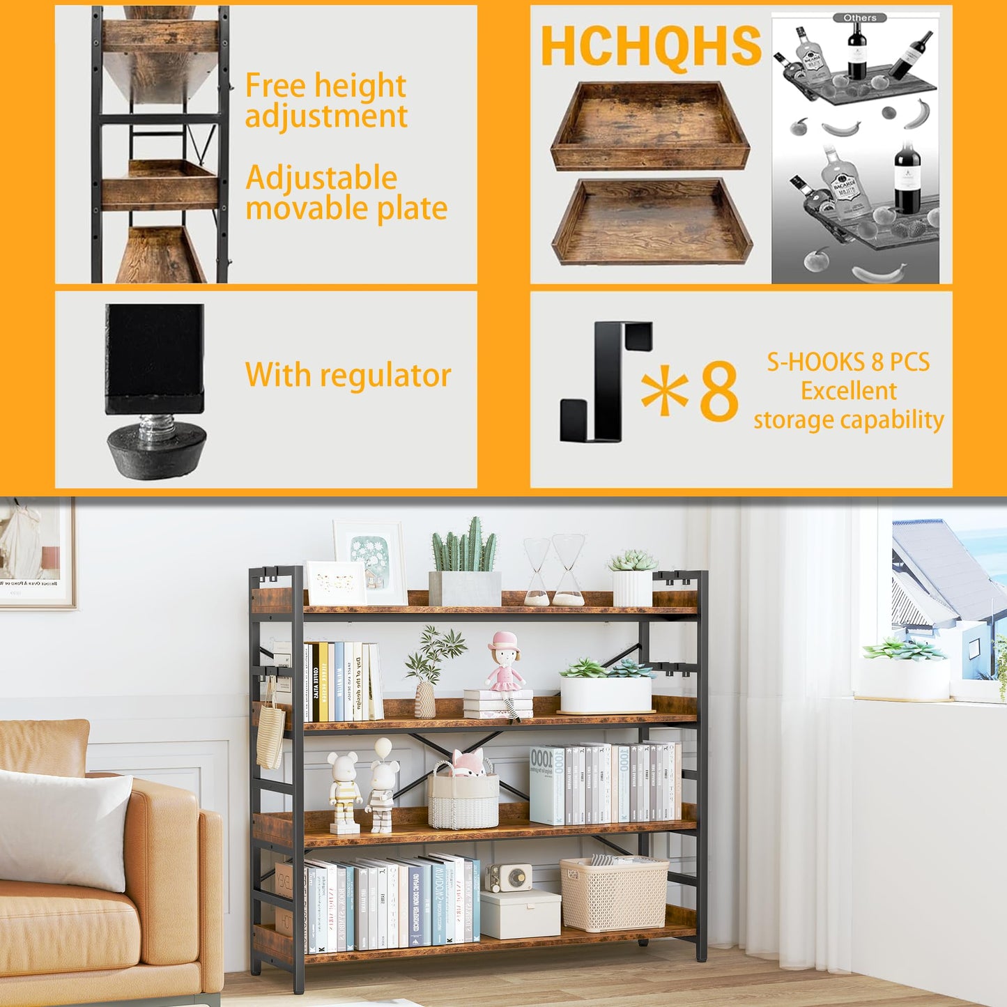 HCHQHS 6-Tier Bookcase