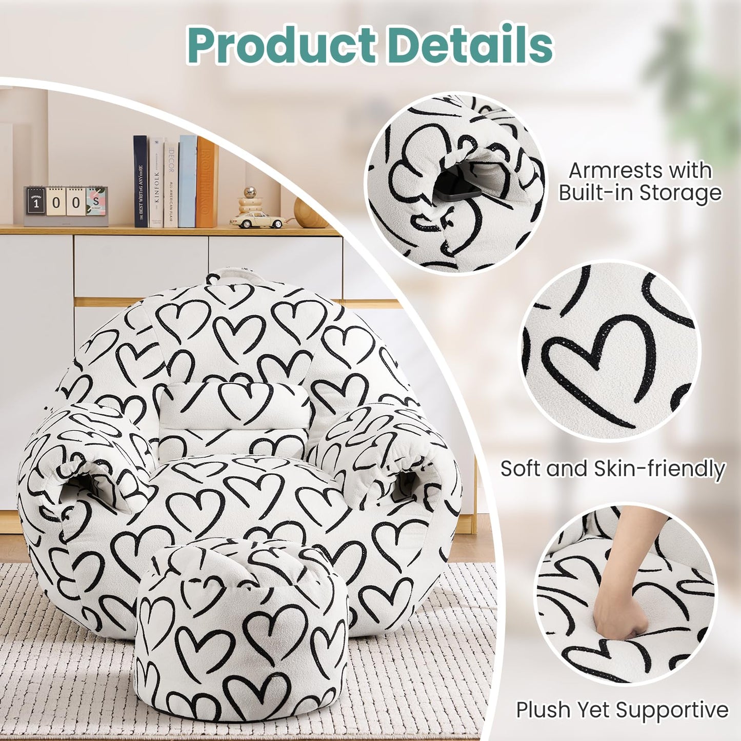 DAICO Bean Bag Chair White