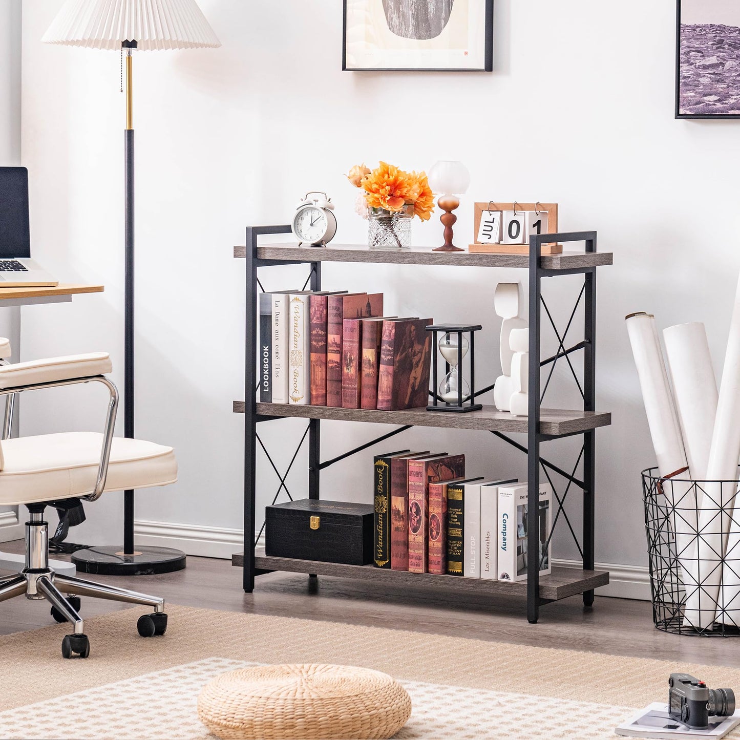 HCHQHS 4-Tier Industrial Bookshelf