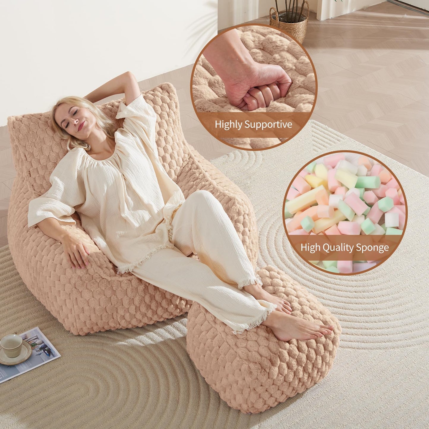 Giant Bean Bag Sofa with Ottoman
