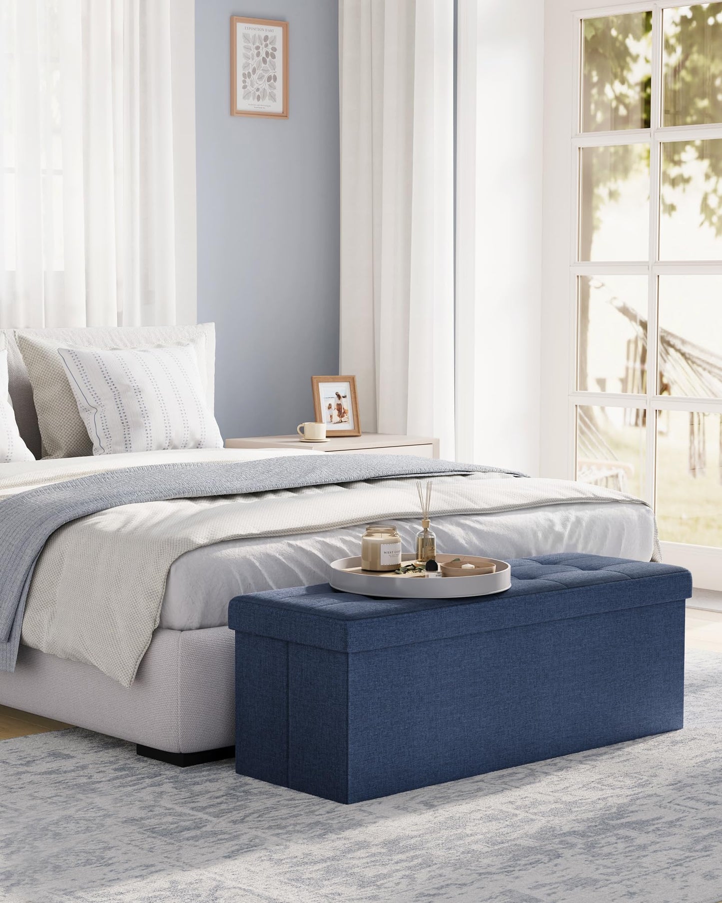 SONGMICS MAZIE 43" Folding Storage Ottoman Bench