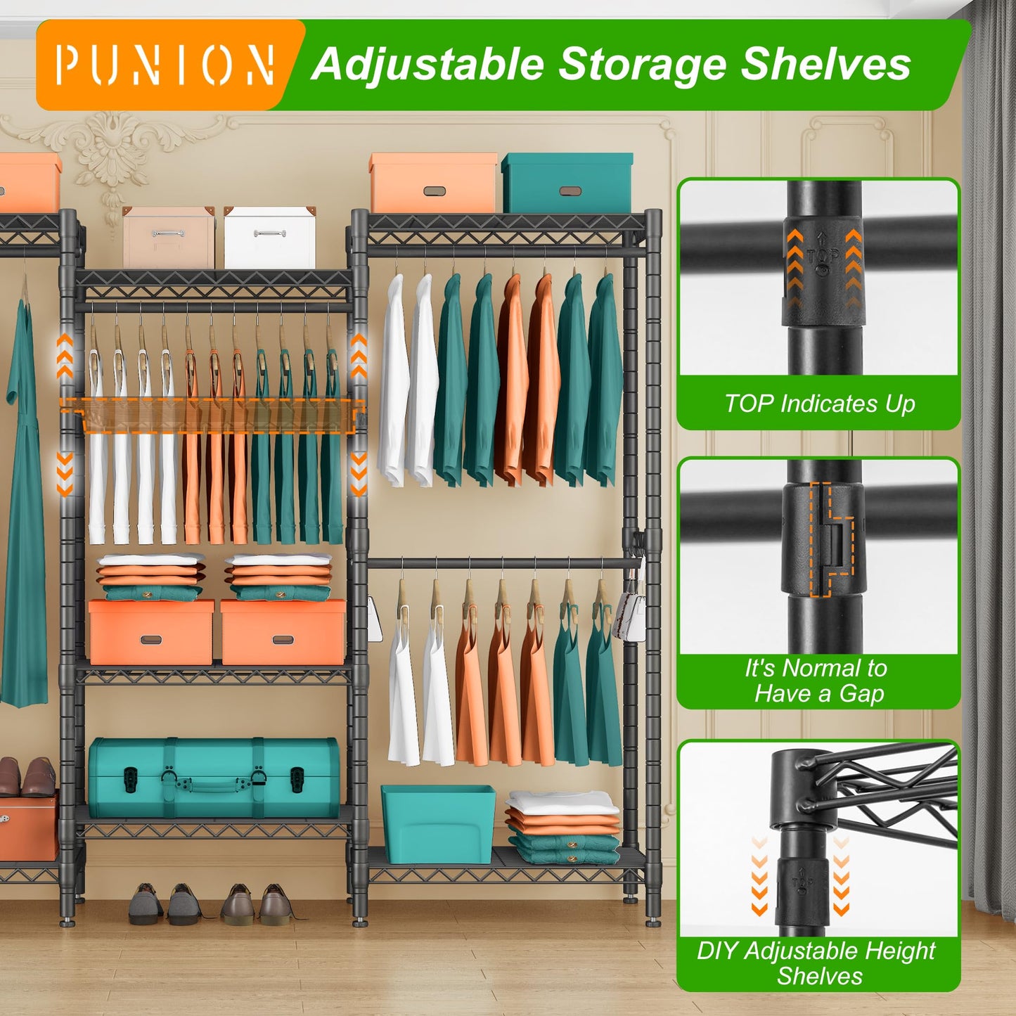 PUNION 7-Tier Portable Garment Rack