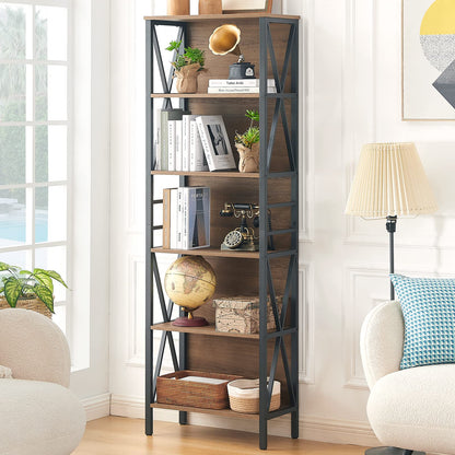 HOMISSUE 7-Tier Rustic Bookshelf