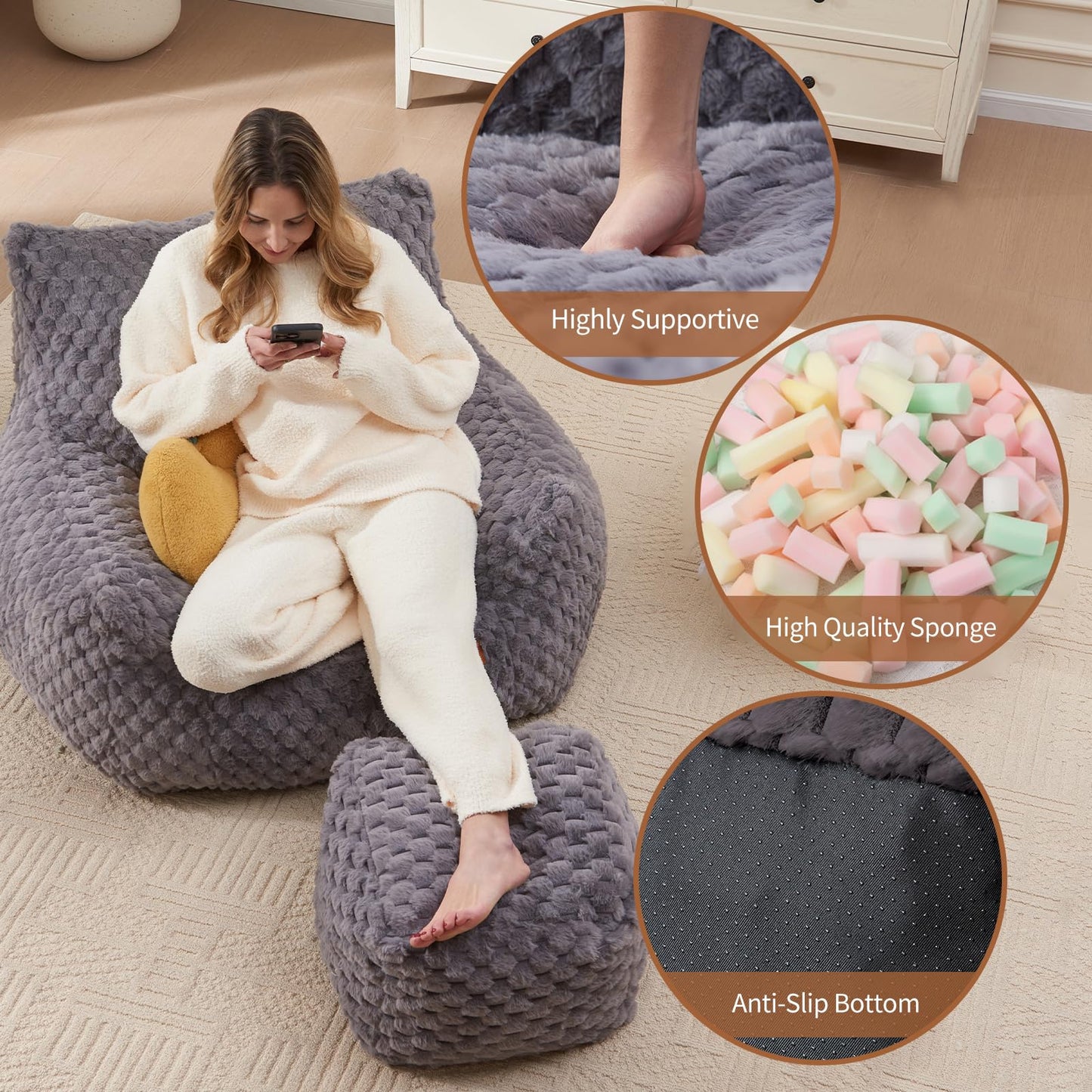 Giant Bean Bag Sofa with Ottoman