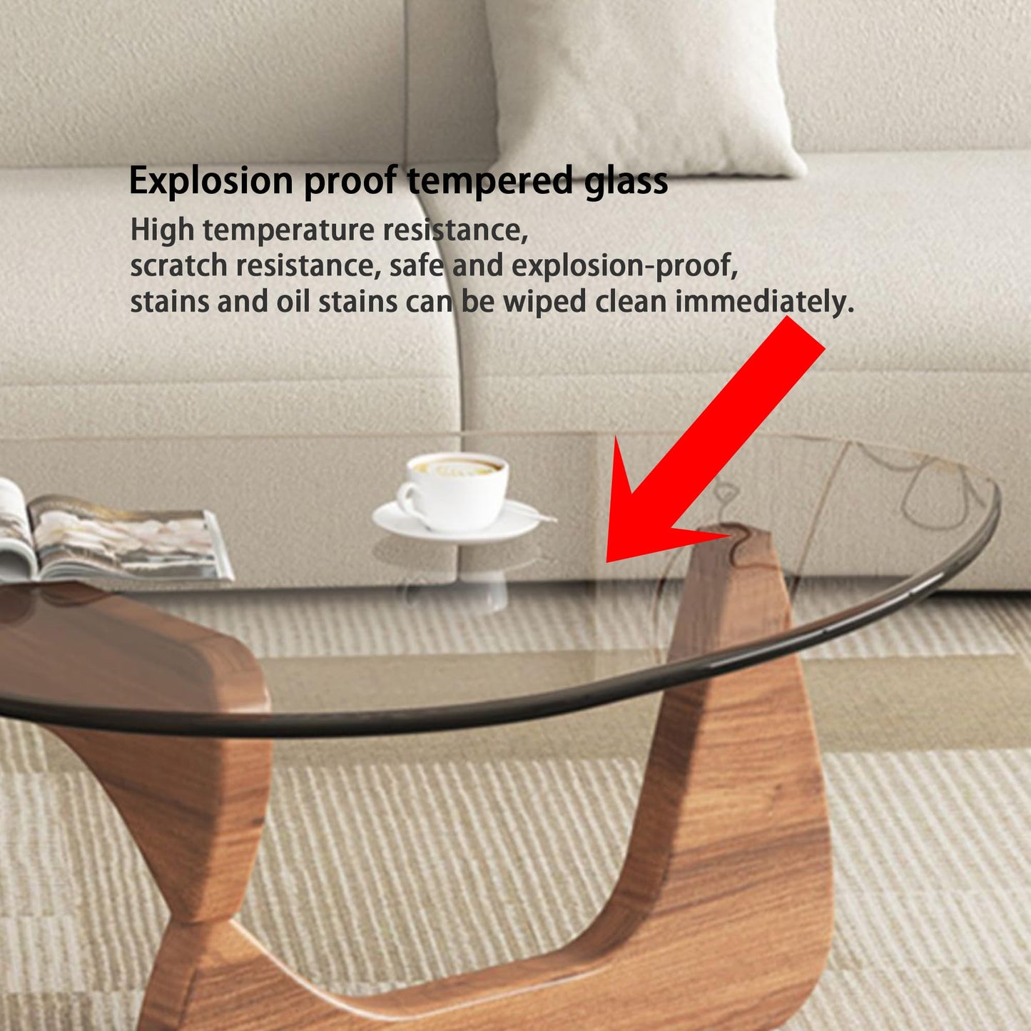 EASYSOUL 32" Glass Coffee Table