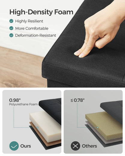 SONGMICS MAZIE 43" Folding Storage Ottoman Bench