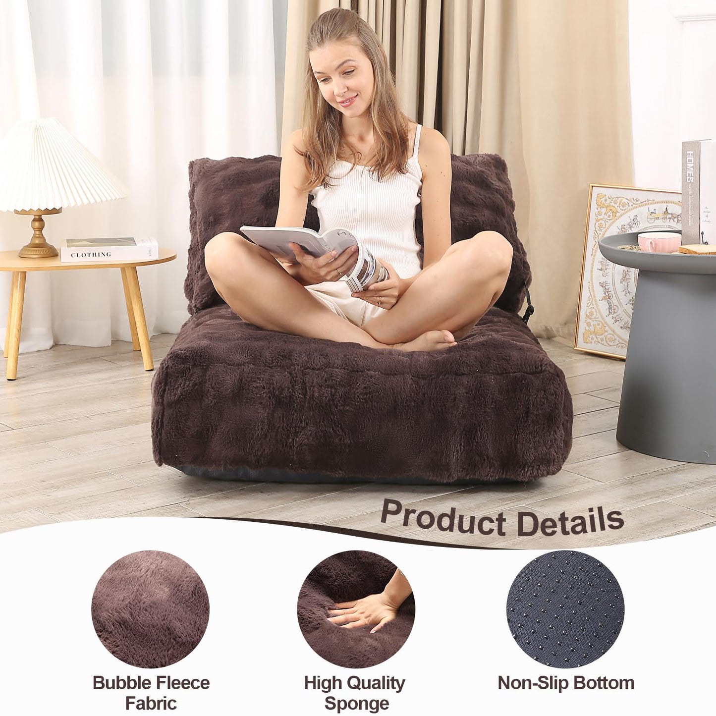 Comfy Floor Sofa Bean Bag Chair – Brown