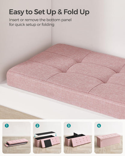 SONGMICS MAZIE 43" Folding Storage Ottoman Bench