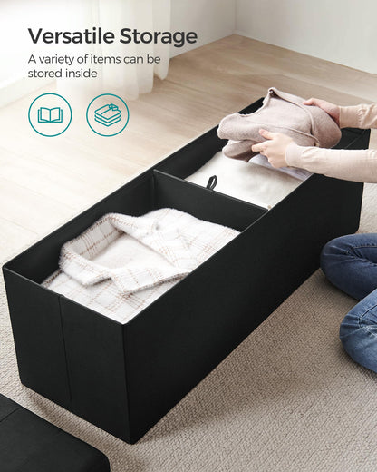SONGMICS MAZIE 43" Folding Storage Ottoman Bench