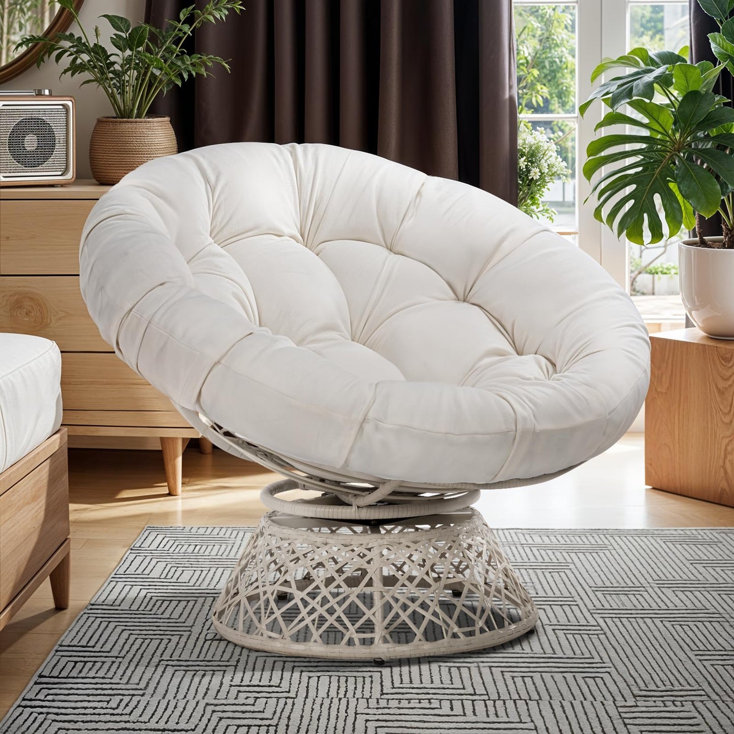 Bme 40" Papasan Swivel Chair