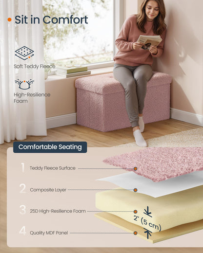 SONGMICS Storage Ottoman Bench, 15"x30"x15"