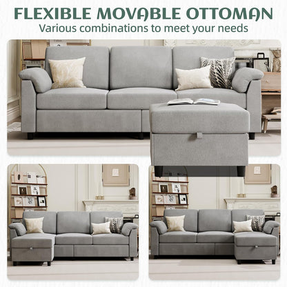 Vongrasig 79" L-Shaped Sofa, Grey