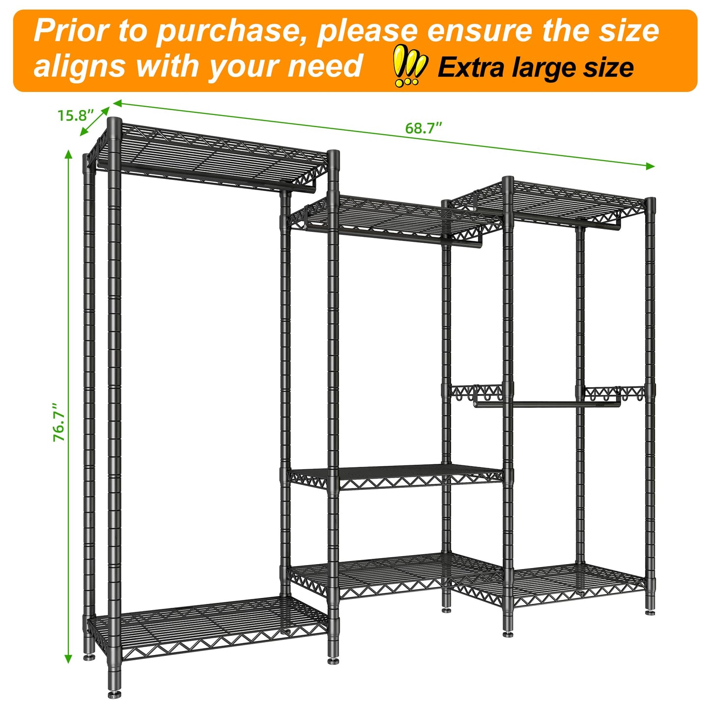 PUNION 7-Tier Portable Garment Rack