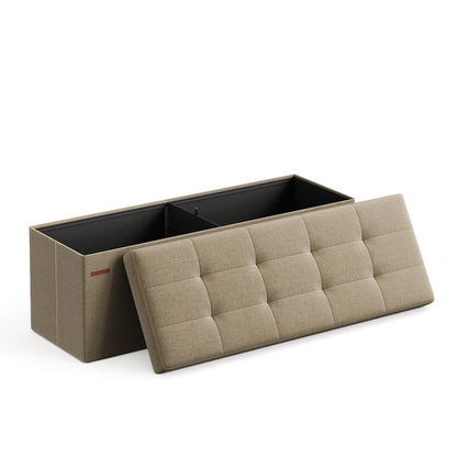SONGMICS MAZIE 43" Folding Storage Ottoman Bench