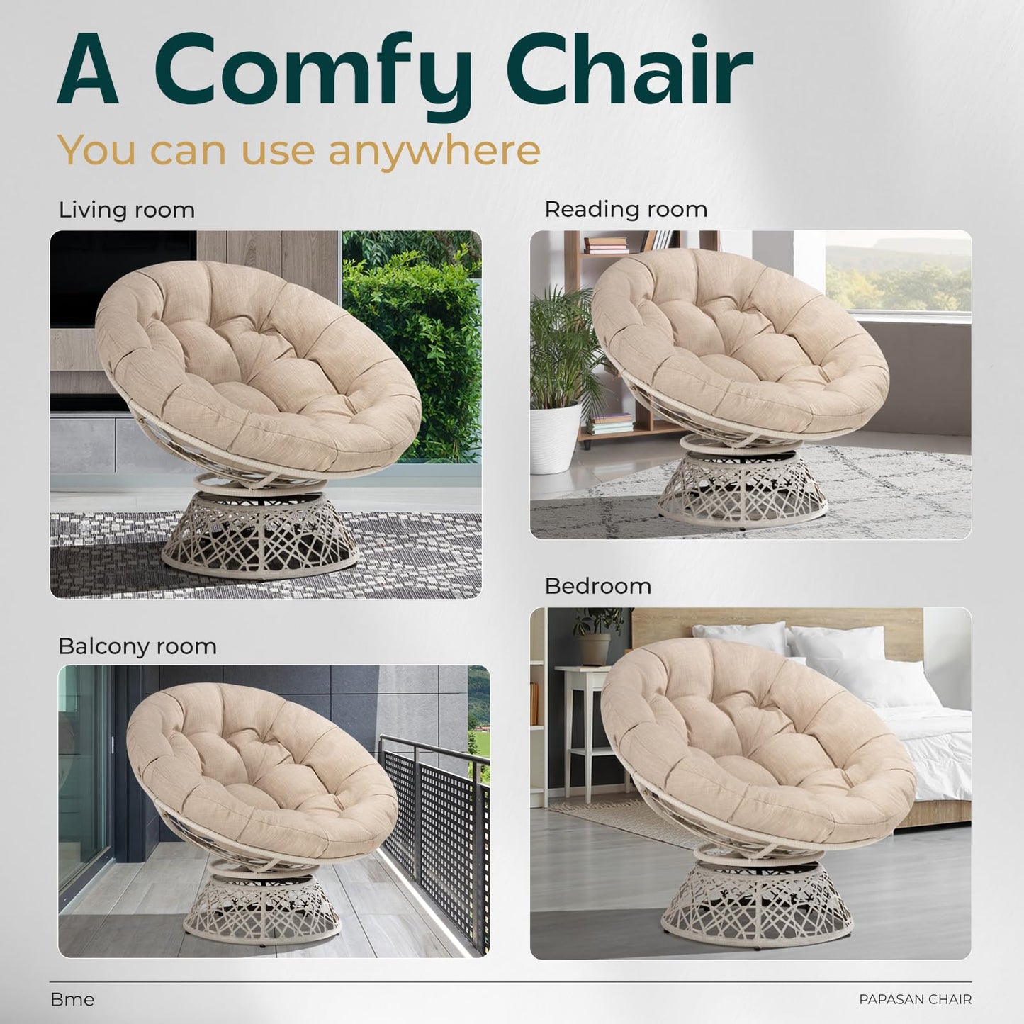 BME 40" Wicker Papasan Chair