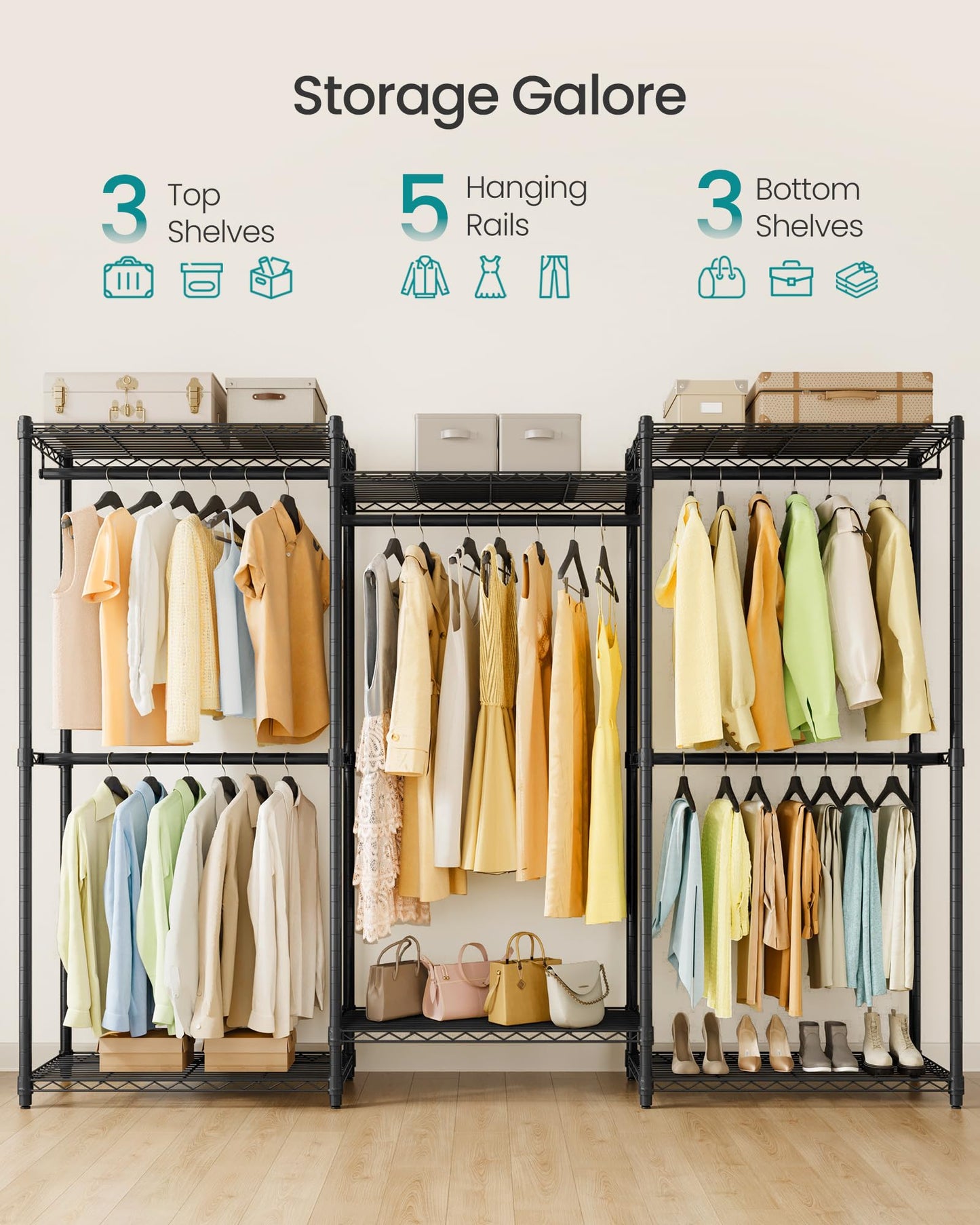 SONGMICS Heavy-Duty Portable Clothes Rack