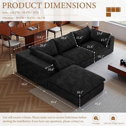 118" Modular Sofa – Black