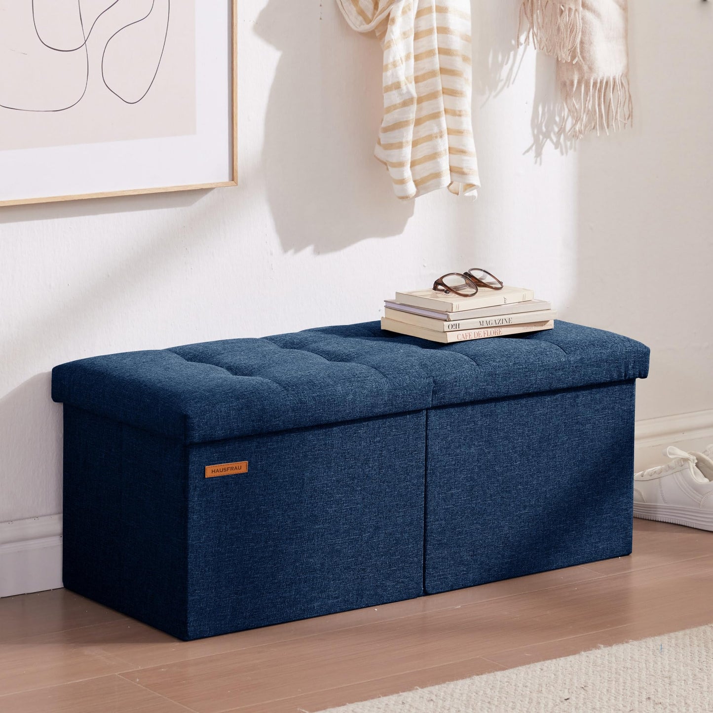 HAUSFRAU 31.5" Storage Ottoman Bench