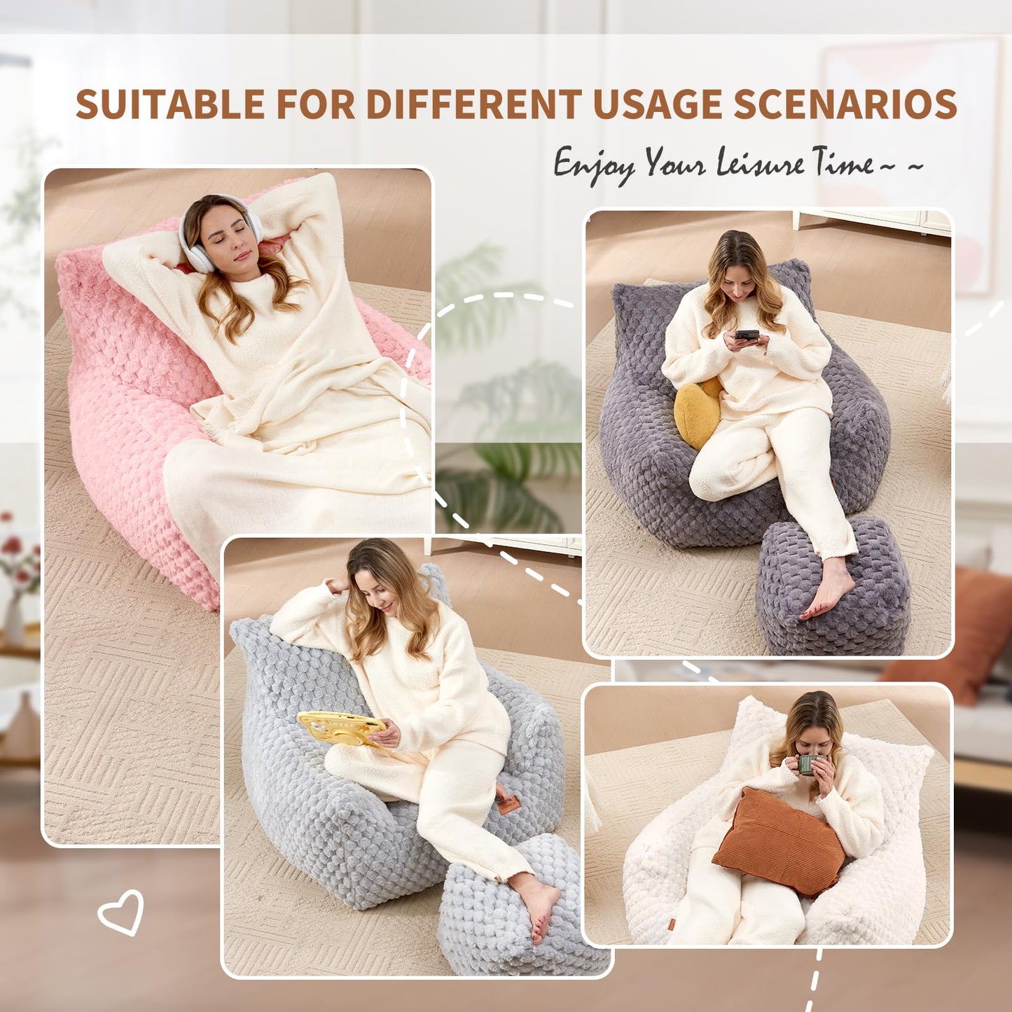 Giant Bean Bag Sofa with Ottoman