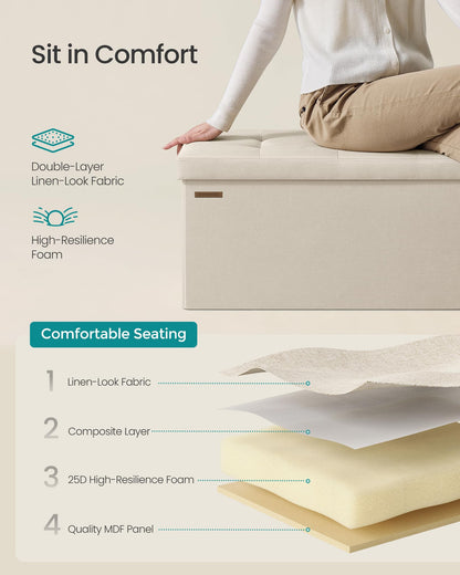 SONGMICS MAZIE 43" Folding Storage Ottoman Bench