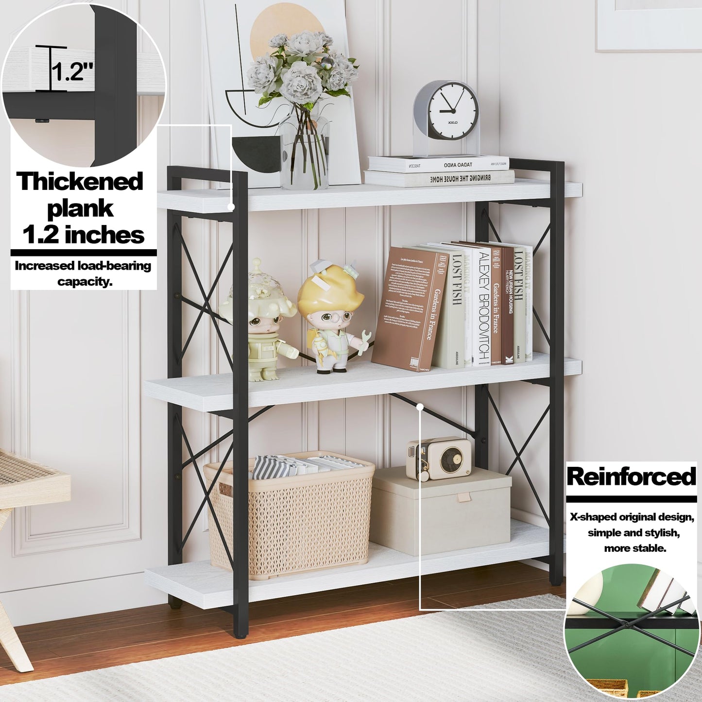 HCHQHS 4-Tier Industrial Bookshelf