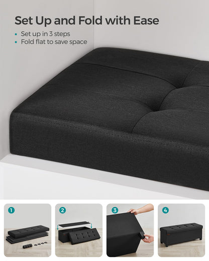 SONGMICS Foldable Storage Ottoman Bench, 15"x43"x15.7"