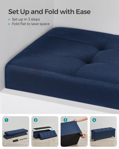SONGMICS Foldable Storage Ottoman Bench, 15"x43"x15.7"