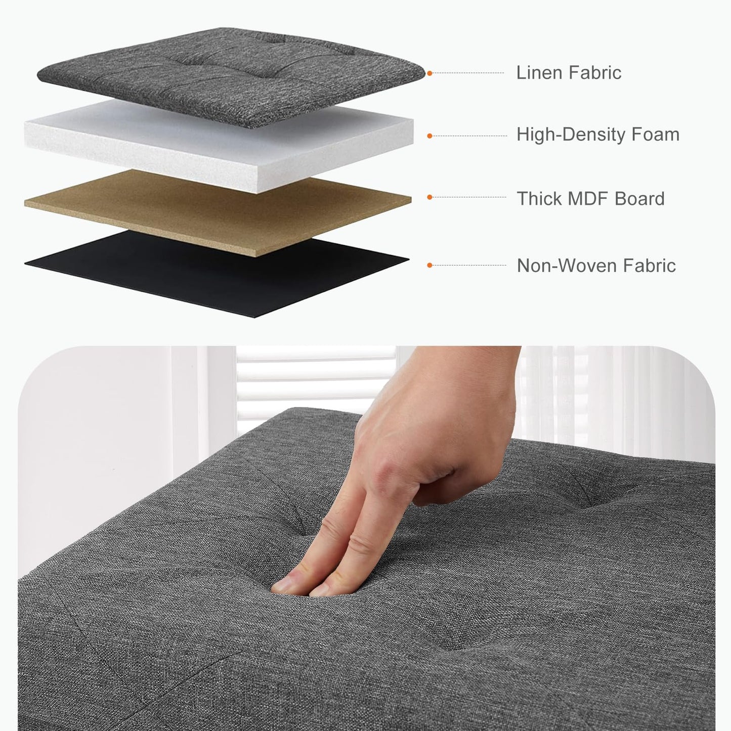 Sweetcrispy 43" Foldable Storage Ottoman Bench