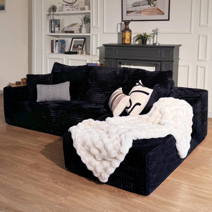 106" L-Shaped Corduroy Sofa – Black
