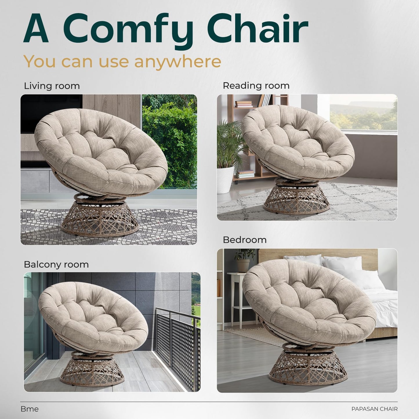 BME 40" Wicker Papasan Chair