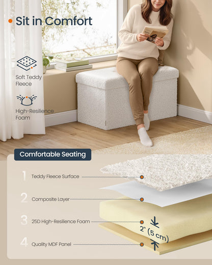 SONGMICS Storage Ottoman Bench, 15"x30"x15"