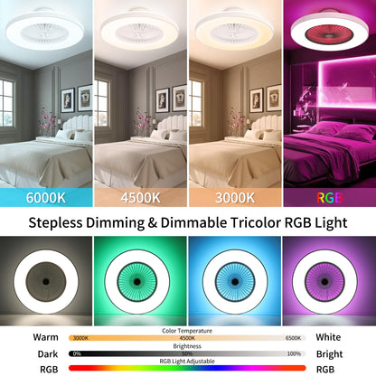 24" Bladeless LED Ceiling Fan – Black