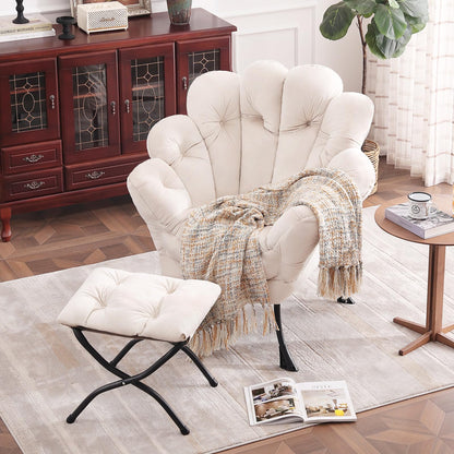 Butterfly Chair with Ottoman – Khaki Velvet