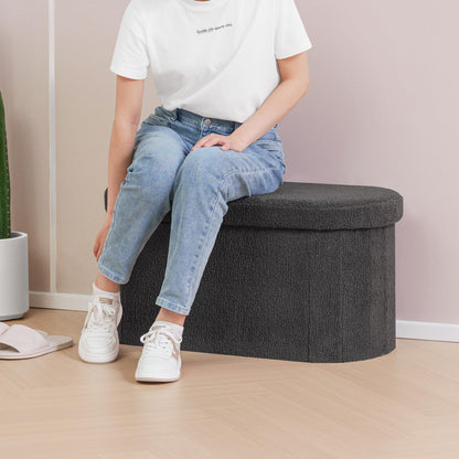 FSOBEIIALEO 43.3" Sherpa Storage Ottoman Bench