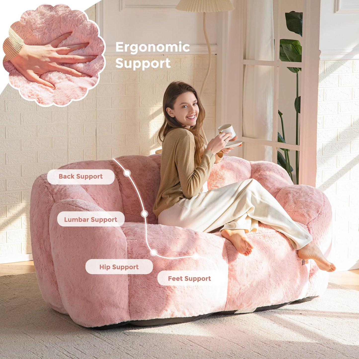 MAXYOYO Floral Bean Bag Chair – Beige