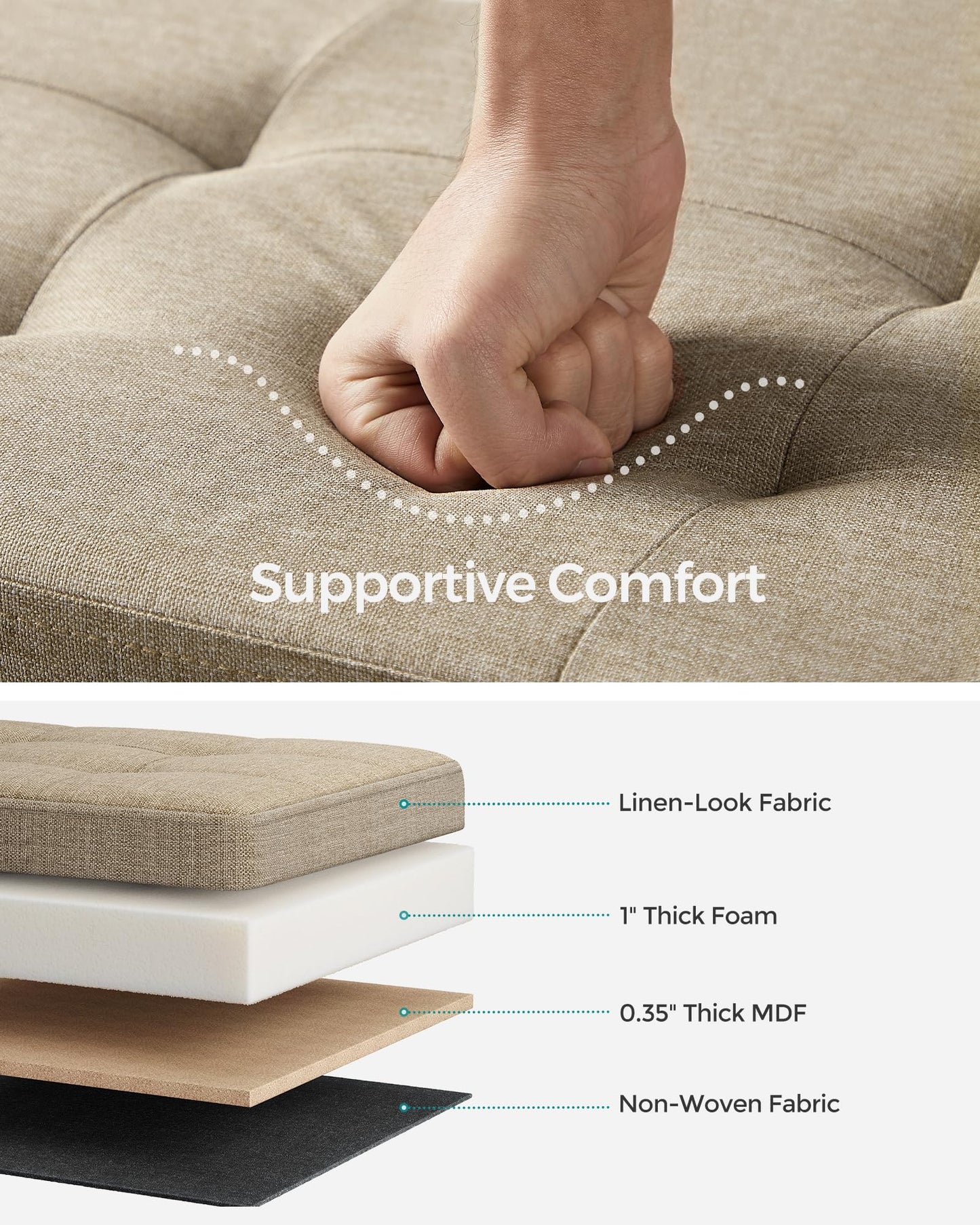 SONGMICS MAZIE 43" Folding Storage Ottoman Bench