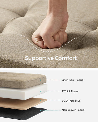 SONGMICS MAZIE 43" Folding Storage Ottoman Bench
