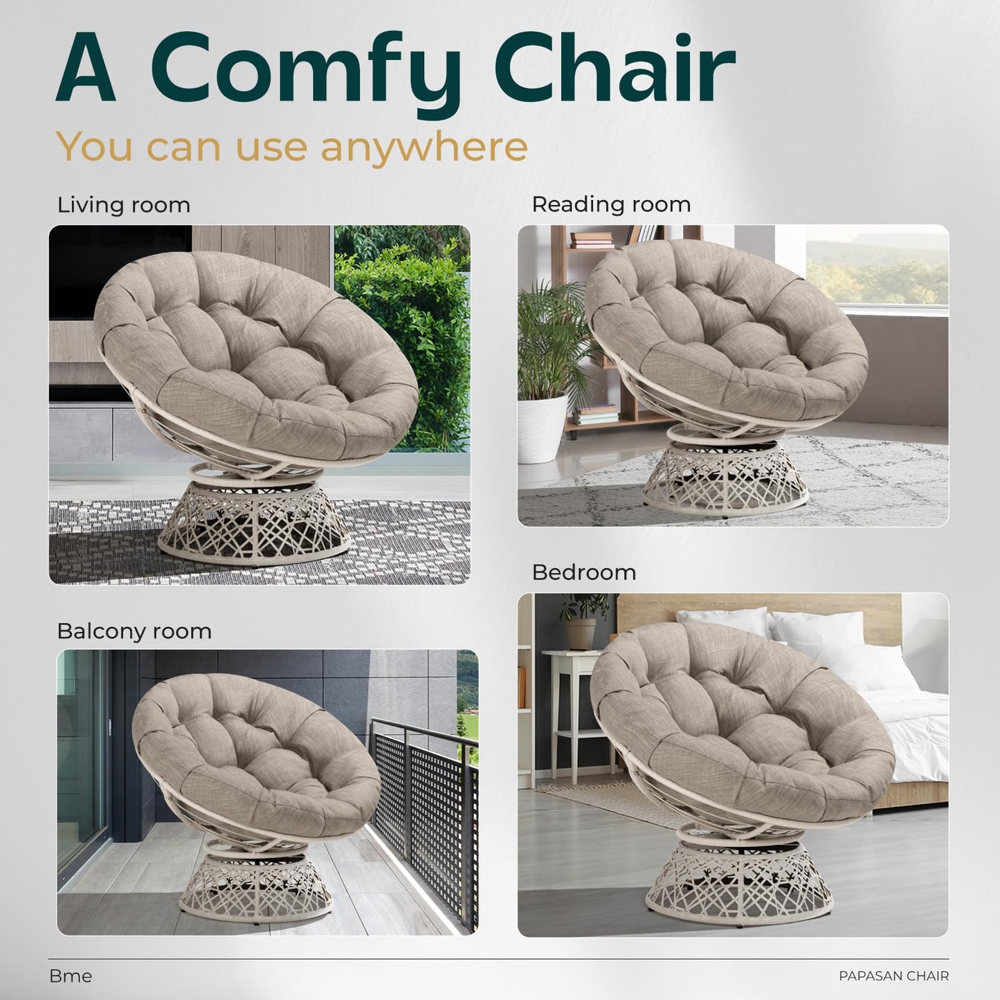 Bme 40" Papasan Swivel Chair
